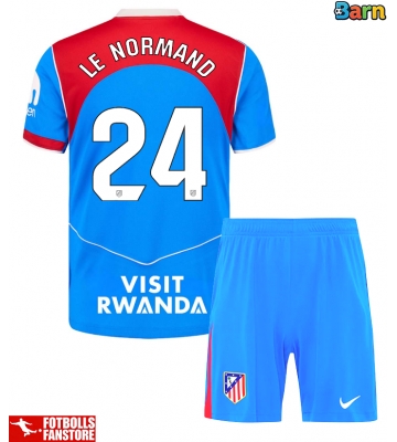 Atletico Madrid Robin Le Normand #24 Tredje Tröja Barn 2025-26 Kortärmad (+ Korta byxor)